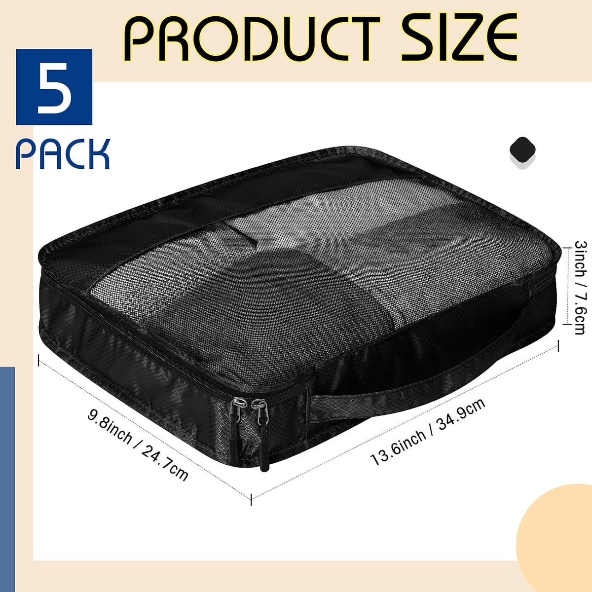 5 Pcs Packing Cubes for Suitcase Large Travel Cubes Carry on Luggage Organizer Bags for Clothes Accessories (L,Pastel)