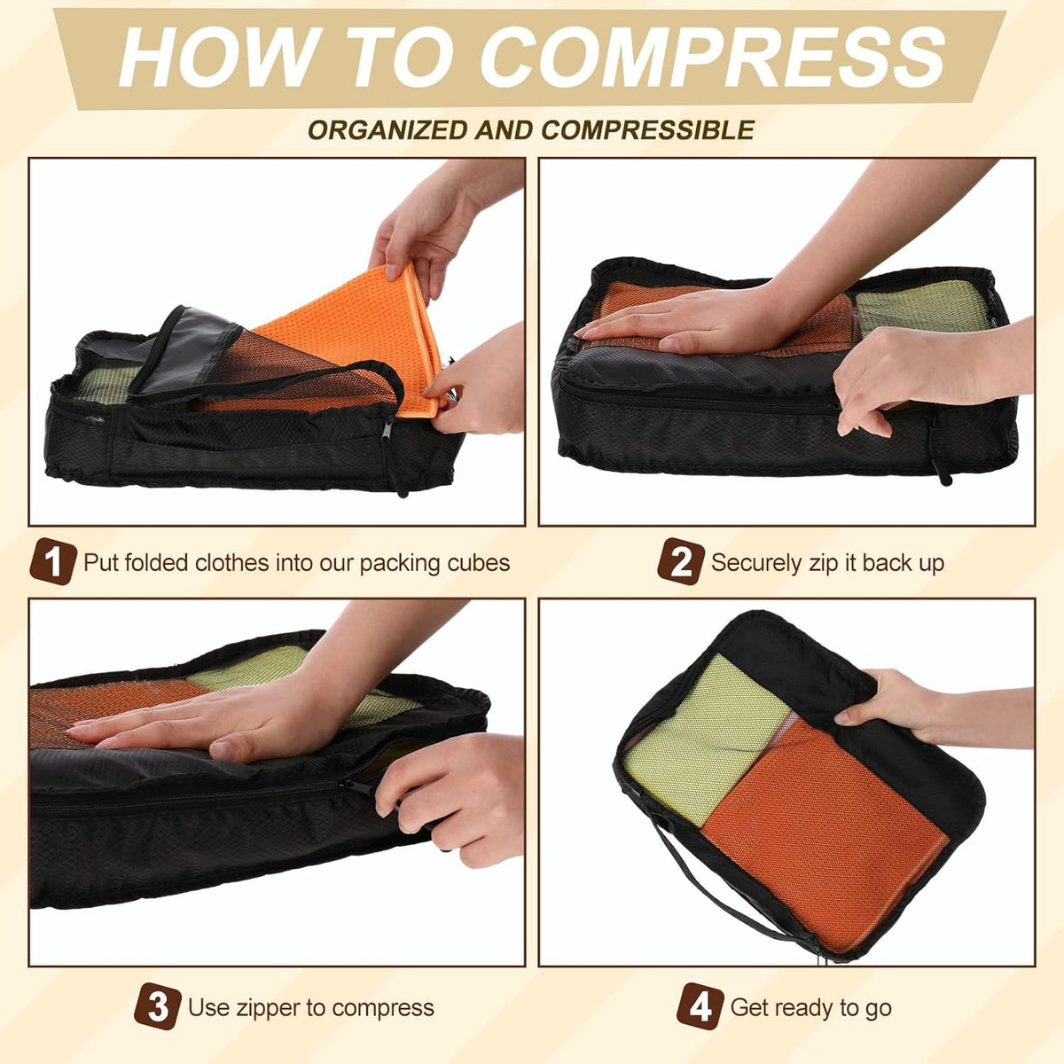 5 Pcs Packing Cubes for Suitcase Large Travel Cubes Carry on Luggage Organizer Bags for Clothes Accessories (L,Pastel)