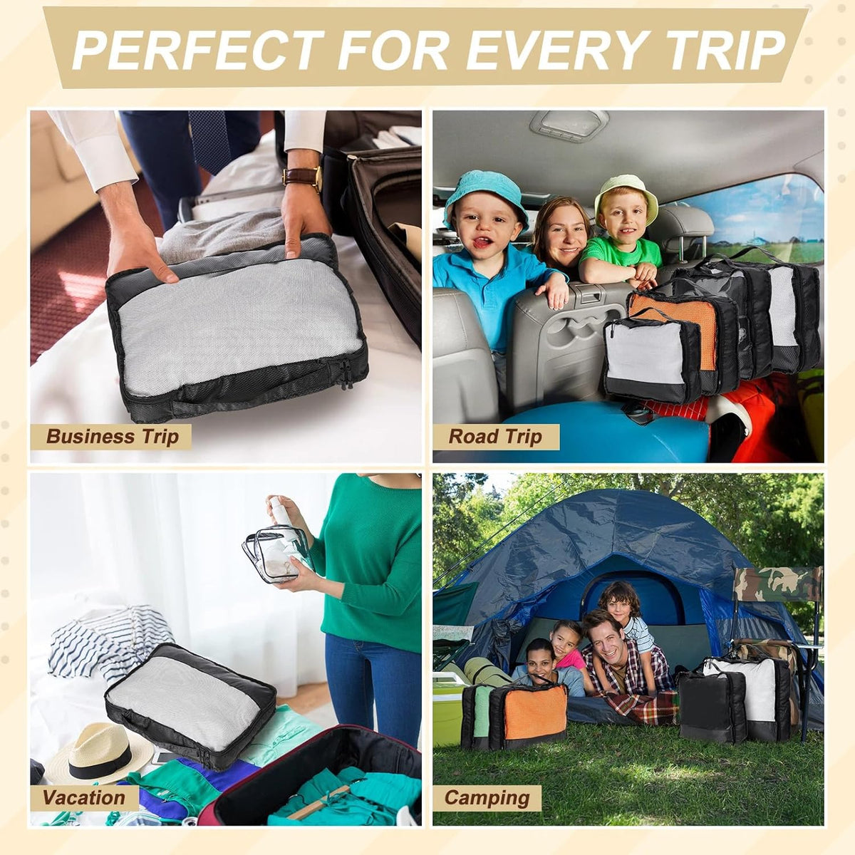 5 Pcs Packing Cubes for Suitcase Large Travel Cubes Carry on Luggage Organizer Bags for Clothes Accessories (L,Pastel)