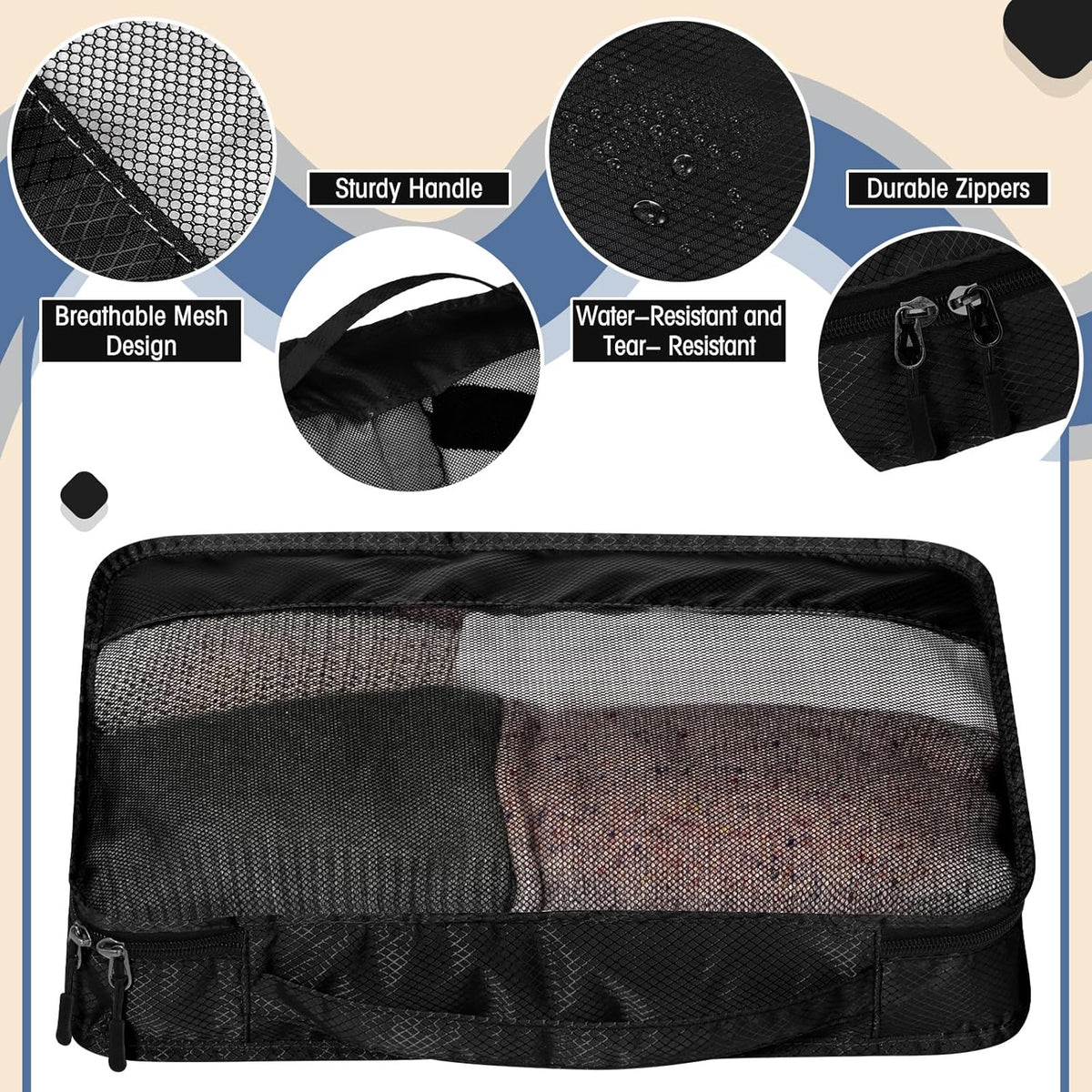 5 Pcs Packing Cubes for Suitcase Large Travel Cubes Carry on Luggage Organizer Bags for Clothes Accessories (L,Pastel)