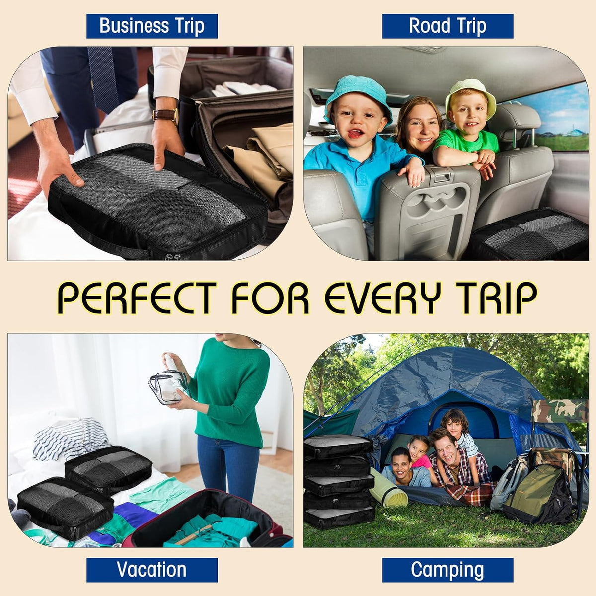 5 Pcs Packing Cubes for Suitcase Large Travel Cubes Carry on Luggage Organizer Bags for Clothes Accessories (L,Pastel)