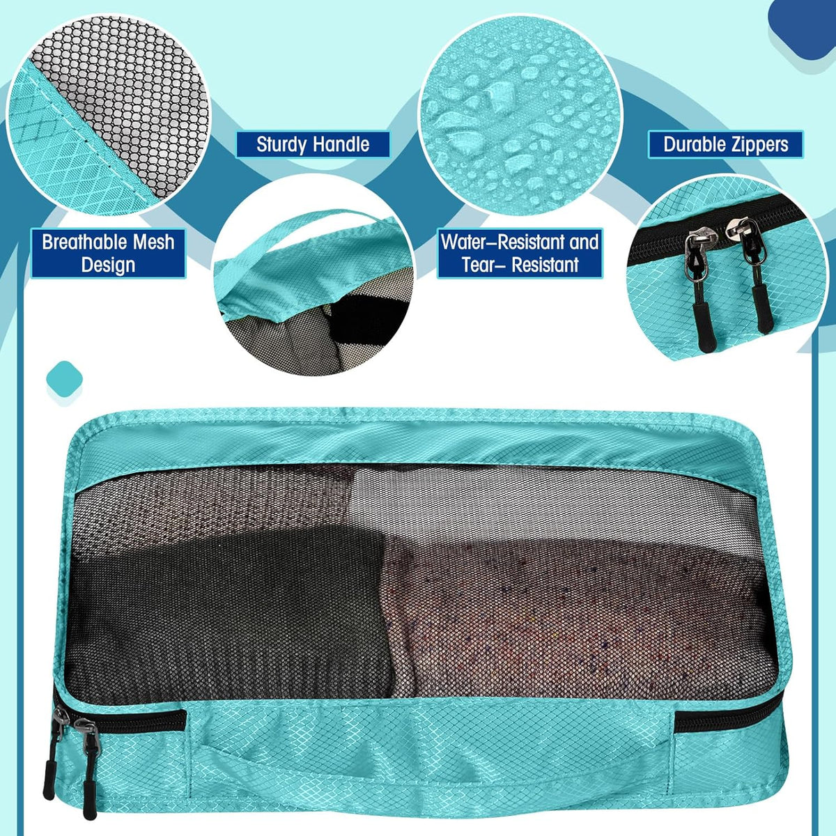 5 Pcs Packing Cubes for Suitcase Large Travel Cubes Carry on Luggage Organizer Bags for Clothes Accessories (L,Pastel)