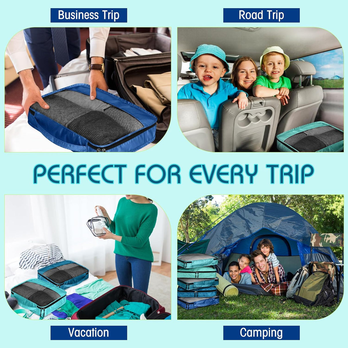 5 Pcs Packing Cubes for Suitcase Large Travel Cubes Carry on Luggage Organizer Bags for Clothes Accessories (L,Pastel)