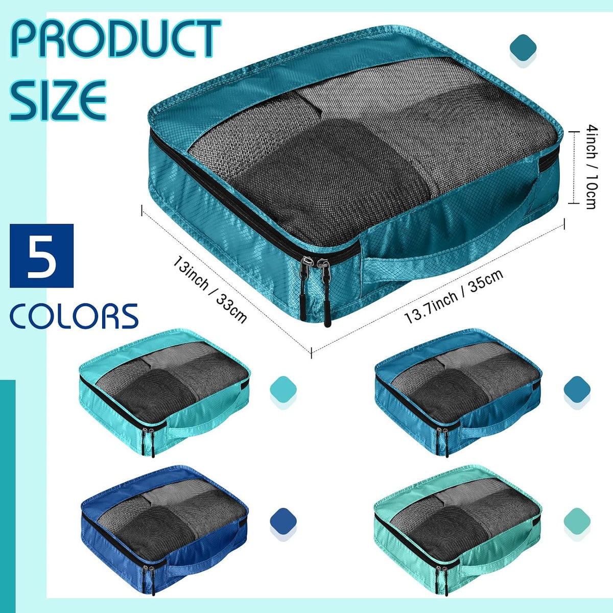 5 Pcs Packing Cubes for Suitcase Large Travel Cubes Carry on Luggage Organizer Bags for Clothes Accessories (L,Pastel)