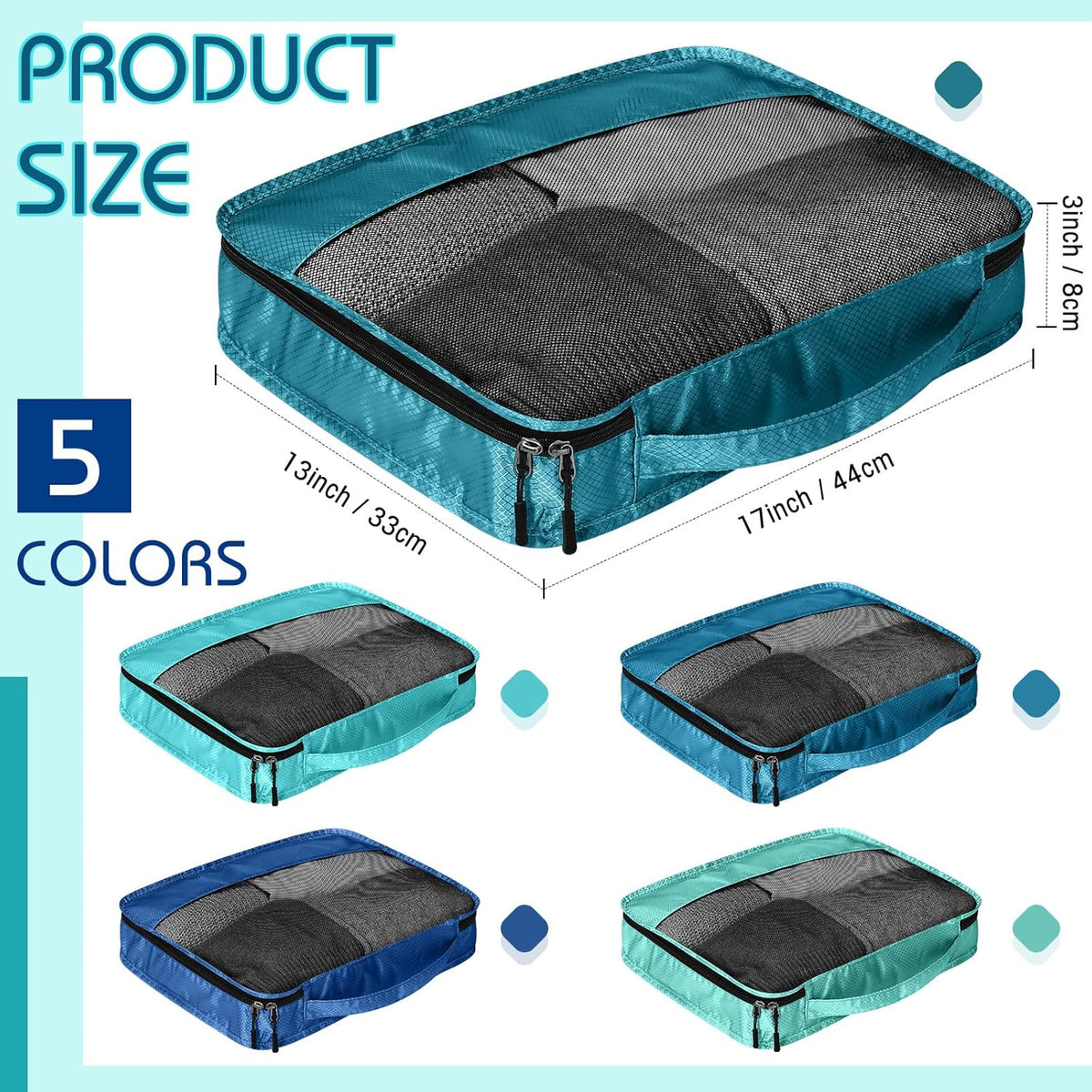 5 Pcs Packing Cubes for Suitcase Large Travel Cubes Carry on Luggage Organizer Bags for Clothes Accessories (L,Pastel)