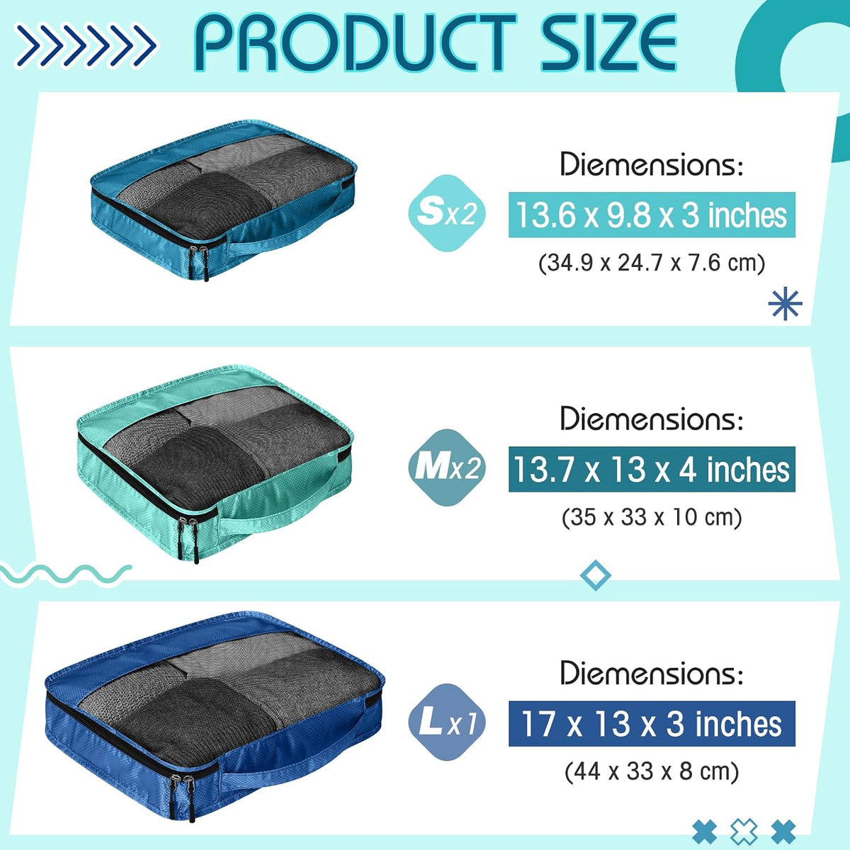 5 Pcs Packing Cubes for Suitcase Large Travel Cubes Carry on Luggage Organizer Bags for Clothes Accessories (L,Pastel)