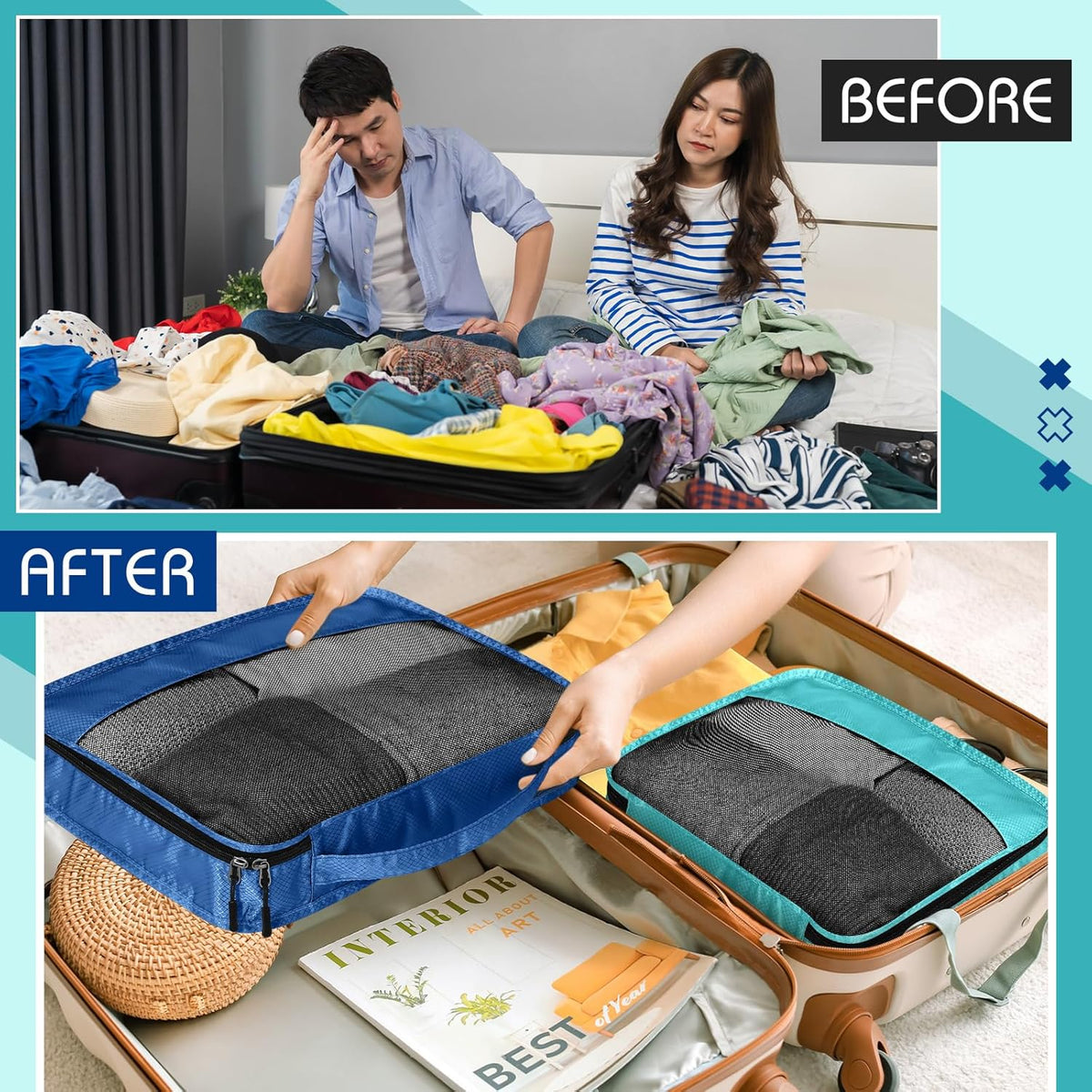 5 Pcs Packing Cubes for Suitcase Large Travel Cubes Carry on Luggage Organizer Bags for Clothes Accessories (L,Pastel)