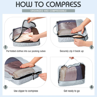 5 Pcs Packing Cubes for Suitcase Large Travel Cubes Carry on Luggage Organizer Bags for Clothes Accessories (L,Pastel)
