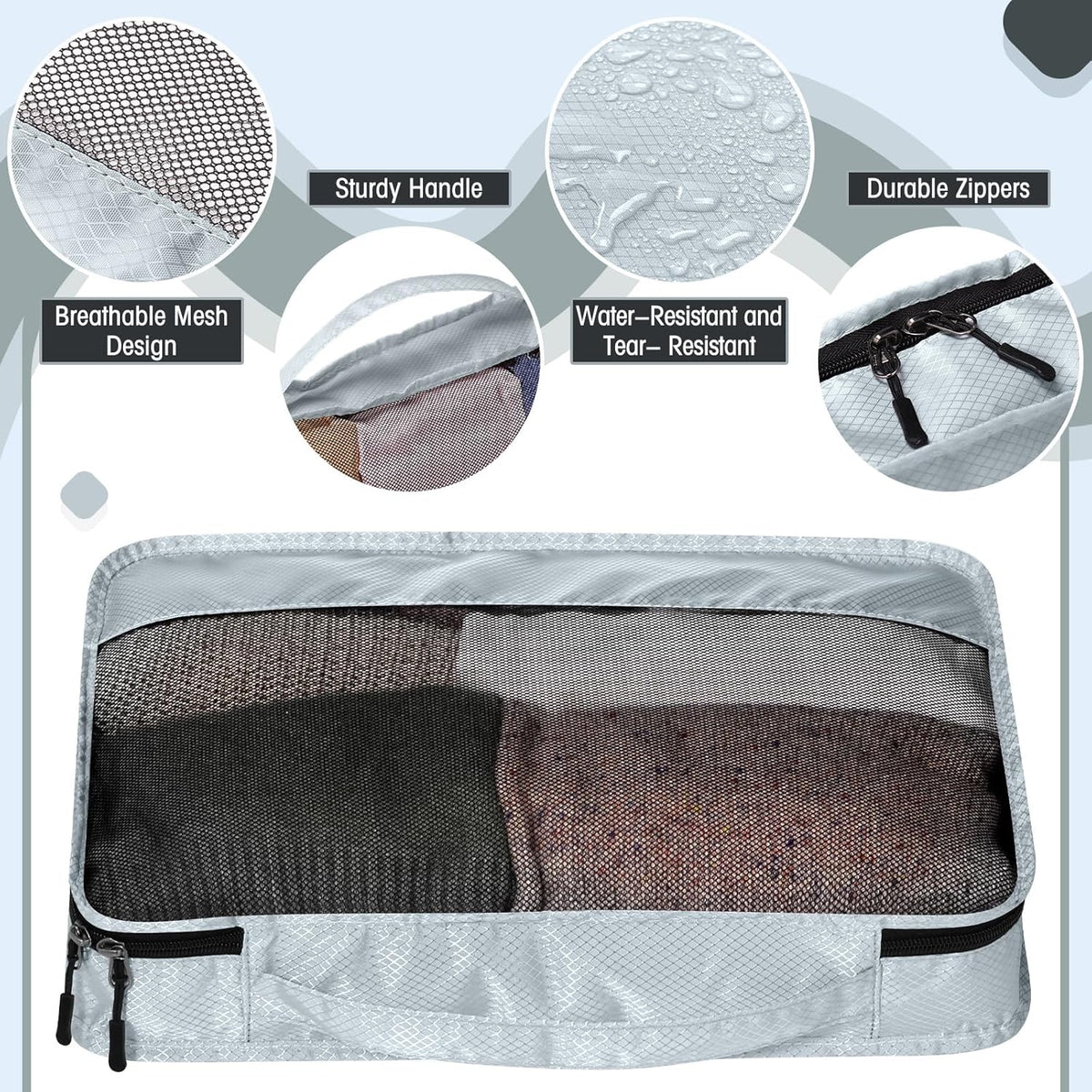 5 Pcs Packing Cubes for Suitcase Large Travel Cubes Carry on Luggage Organizer Bags for Clothes Accessories (L,Pastel)