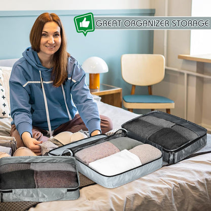 5 Pcs Packing Cubes for Suitcase Large Travel Cubes Carry on Luggage Organizer Bags for Clothes Accessories (L,Pastel)