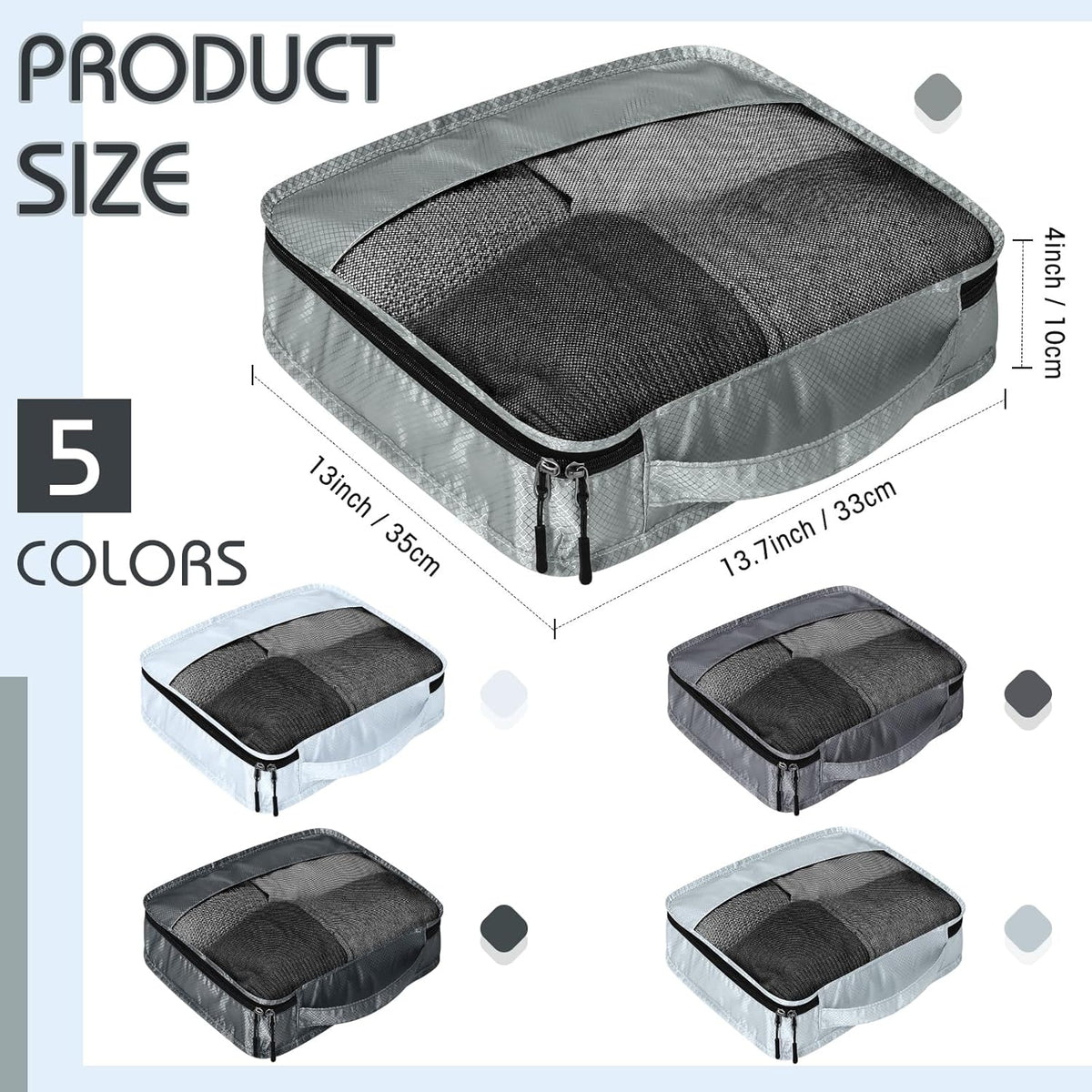 5 Pcs Packing Cubes for Suitcase Large Travel Cubes Carry on Luggage Organizer Bags for Clothes Accessories (L,Pastel)