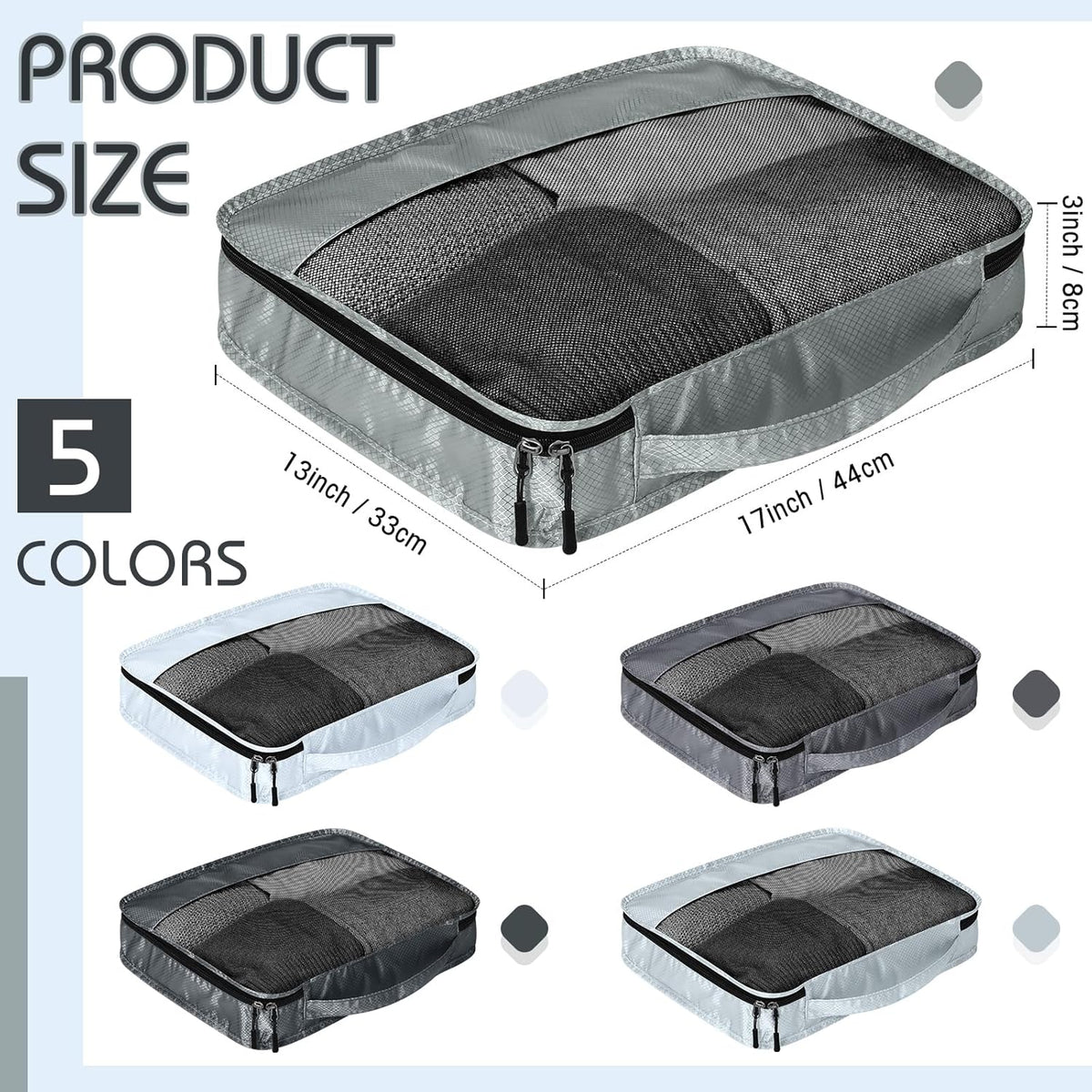 5 Pcs Packing Cubes for Suitcase Large Travel Cubes Carry on Luggage Organizer Bags for Clothes Accessories (L,Pastel)