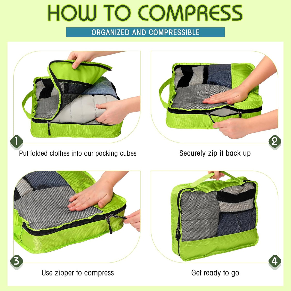 5 Pcs Packing Cubes for Suitcase Large Travel Cubes Carry on Luggage Organizer Bags for Clothes Accessories (L,Pastel)