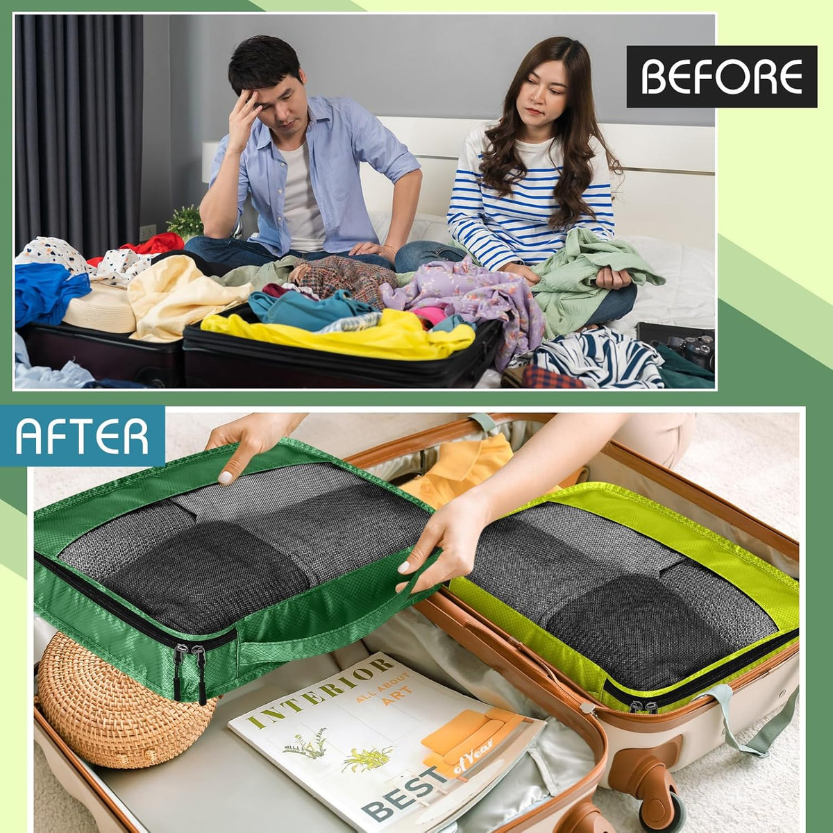 5 Pcs Packing Cubes for Suitcase Large Travel Cubes Carry on Luggage Organizer Bags for Clothes Accessories (L,Pastel)