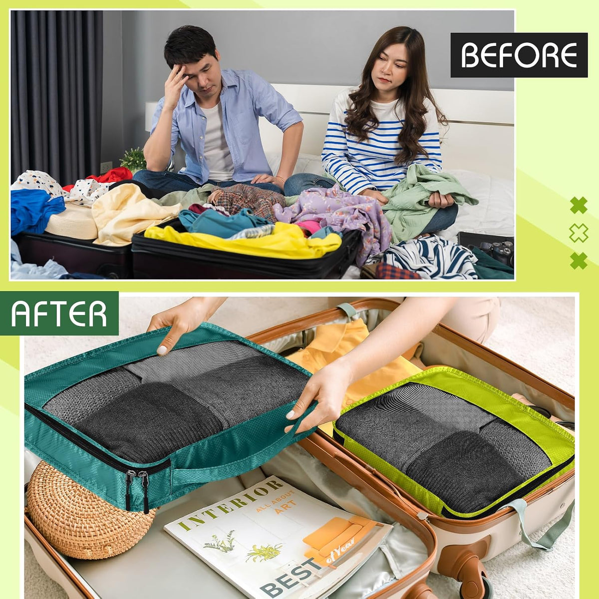 5 Pcs Packing Cubes for Suitcase Large Travel Cubes Carry on Luggage Organizer Bags for Clothes Accessories (L,Pastel)