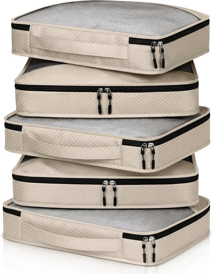 5 Pcs Packing Cubes for Suitcase Large Travel Cubes Carry on Luggage Organizer Bags for Clothes Accessories (L,Pastel)