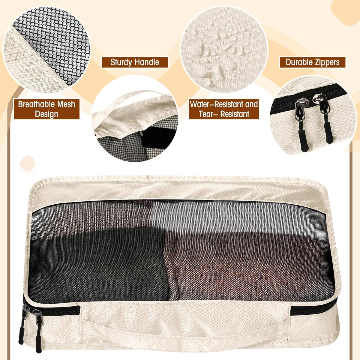 5 Pcs Packing Cubes for Suitcase Large Travel Cubes Carry on Luggage Organizer Bags for Clothes Accessories (L,Pastel)