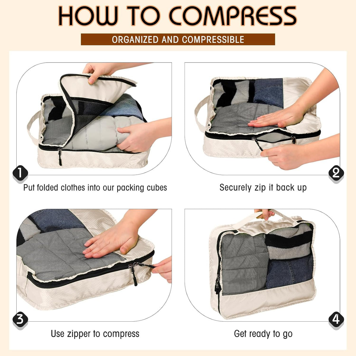 5 Pcs Packing Cubes for Suitcase Large Travel Cubes Carry on Luggage Organizer Bags for Clothes Accessories (L,Pastel)