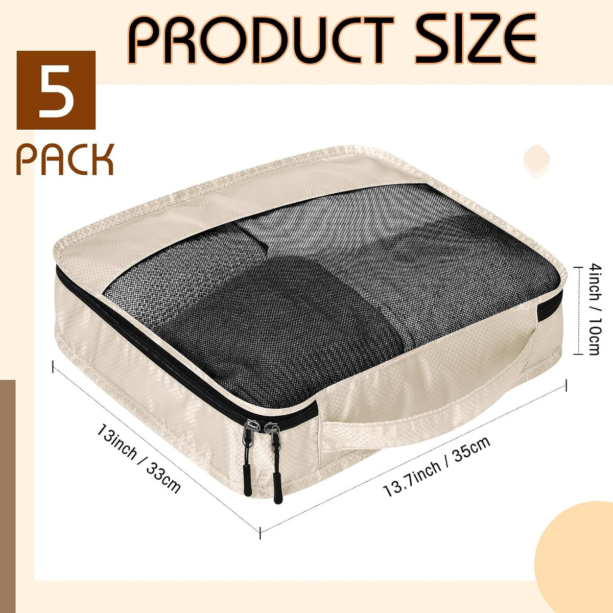 5 Pcs Packing Cubes for Suitcase Large Travel Cubes Carry on Luggage Organizer Bags for Clothes Accessories (L,Pastel)