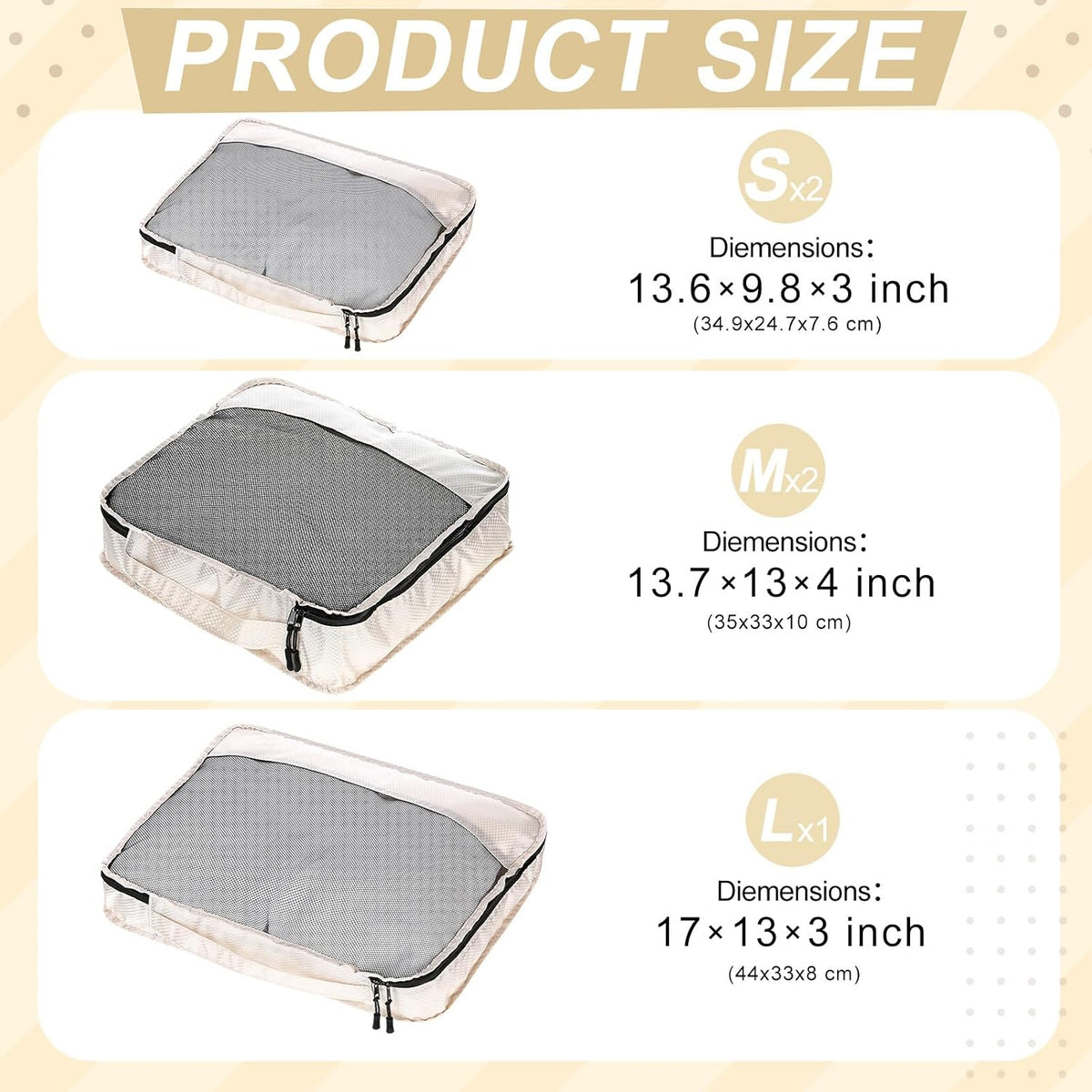 5 Pcs Packing Cubes for Suitcase Large Travel Cubes Carry on Luggage Organizer Bags for Clothes Accessories (L,Pastel)
