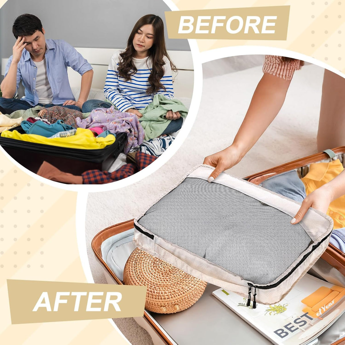 5 Pcs Packing Cubes for Suitcase Large Travel Cubes Carry on Luggage Organizer Bags for Clothes Accessories (L,Pastel)