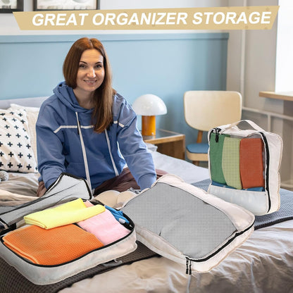 5 Pcs Packing Cubes for Suitcase Large Travel Cubes Carry on Luggage Organizer Bags for Clothes Accessories (L,Pastel)