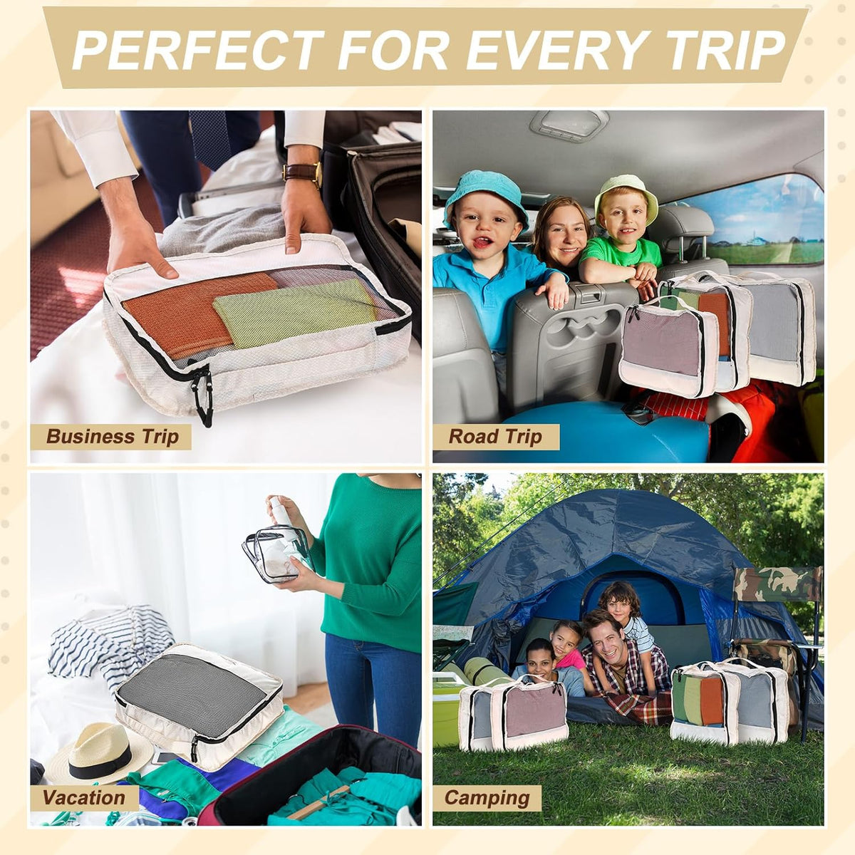 5 Pcs Packing Cubes for Suitcase Large Travel Cubes Carry on Luggage Organizer Bags for Clothes Accessories (L,Pastel)