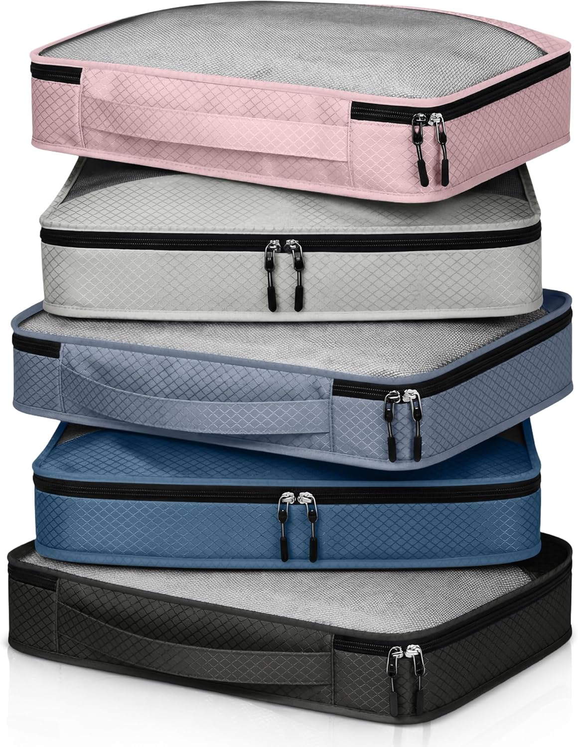5 Pcs Packing Cubes for Suitcase Large Travel Cubes Carry on Luggage Organizer Bags for Clothes Accessories (L,Pastel)