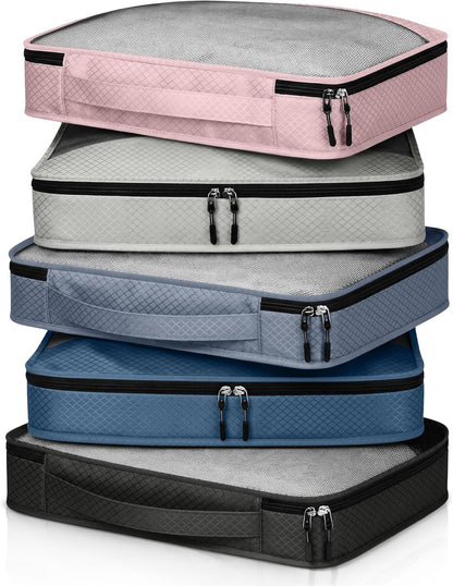 5 Pcs Packing Cubes for Suitcase Large Travel Cubes Carry on Luggage Organizer Bags for Clothes Accessories (L,Pastel)