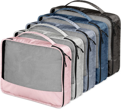 5 Pcs Packing Cubes for Suitcase Large Travel Cubes Carry on Luggage Organizer Bags for Clothes Accessories (L,Pastel)