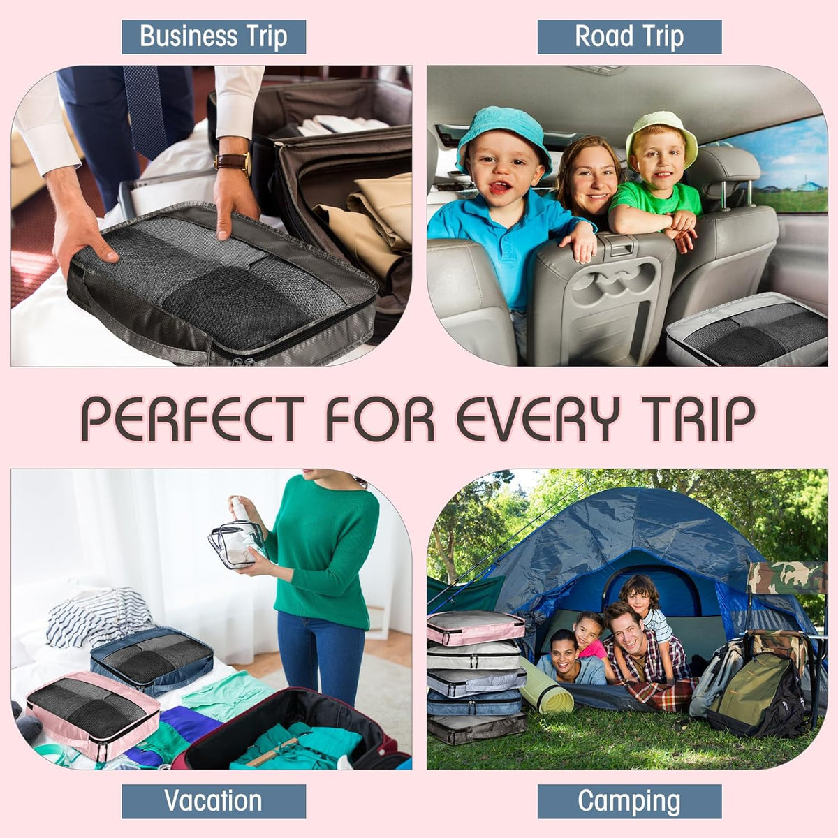 5 Pcs Packing Cubes for Suitcase Large Travel Cubes Carry on Luggage Organizer Bags for Clothes Accessories (L,Pastel)