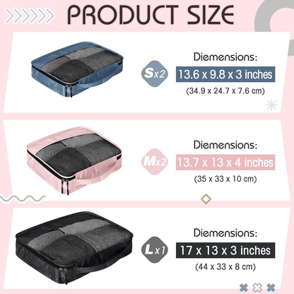 5 Pcs Packing Cubes for Suitcase Large Travel Cubes Carry on Luggage Organizer Bags for Clothes Accessories (L,Pastel)