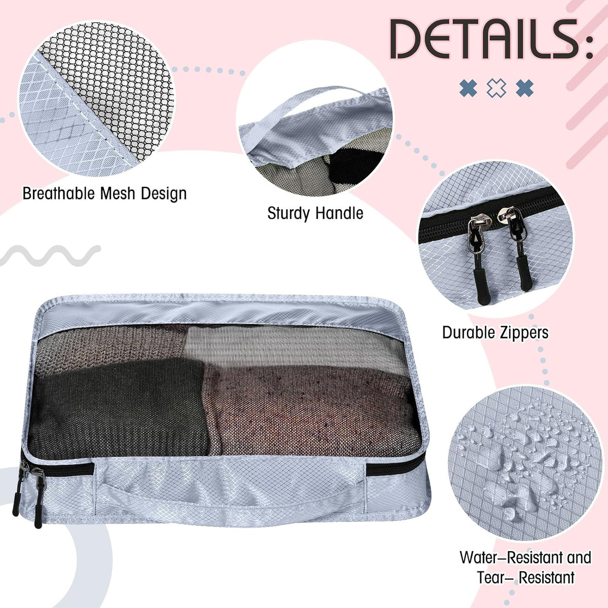 5 Pcs Packing Cubes for Suitcase Large Travel Cubes Carry on Luggage Organizer Bags for Clothes Accessories (L,Pastel)