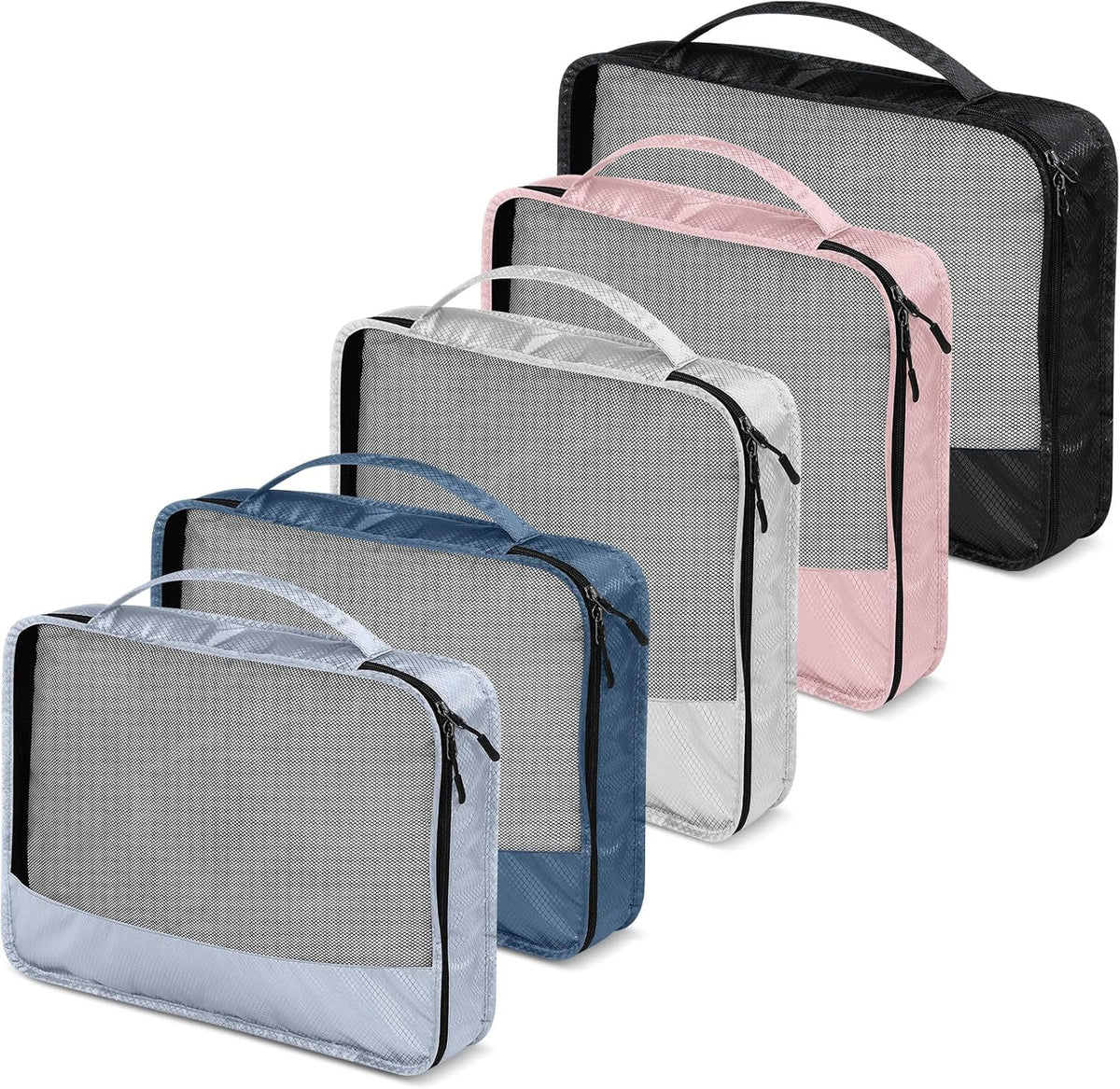 5 Pcs Packing Cubes for Suitcase Large Travel Cubes Carry on Luggage Organizer Bags for Clothes Accessories (L,Pastel)