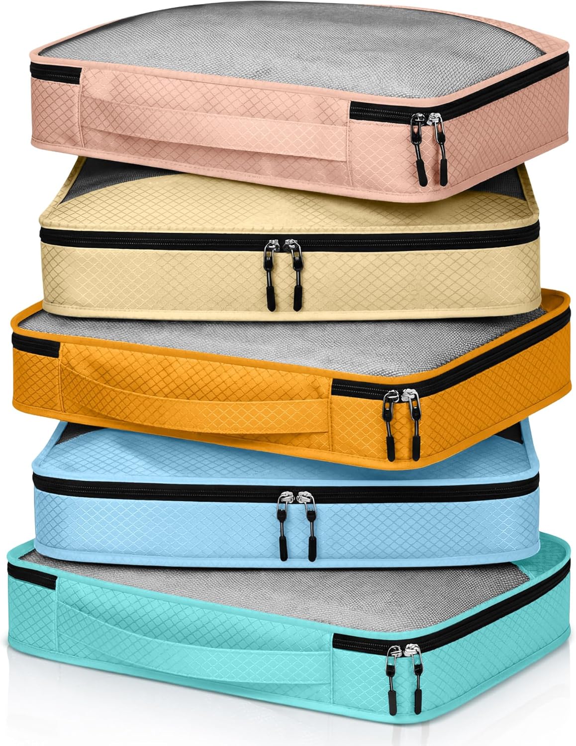 5 Pcs Packing Cubes for Suitcase Large Travel Cubes Carry on Luggage Organizer Bags for Clothes Accessories (L,Pastel)