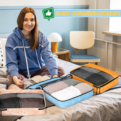 5 Pcs Packing Cubes for Suitcase Large Travel Cubes Carry on Luggage Organizer Bags for Clothes Accessories (L,Pastel)