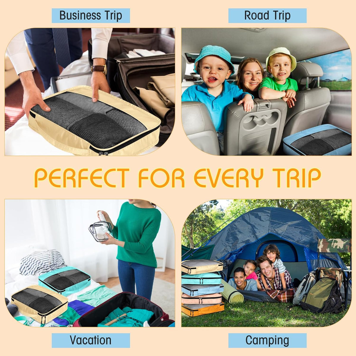 5 Pcs Packing Cubes for Suitcase Large Travel Cubes Carry on Luggage Organizer Bags for Clothes Accessories (L,Pastel)