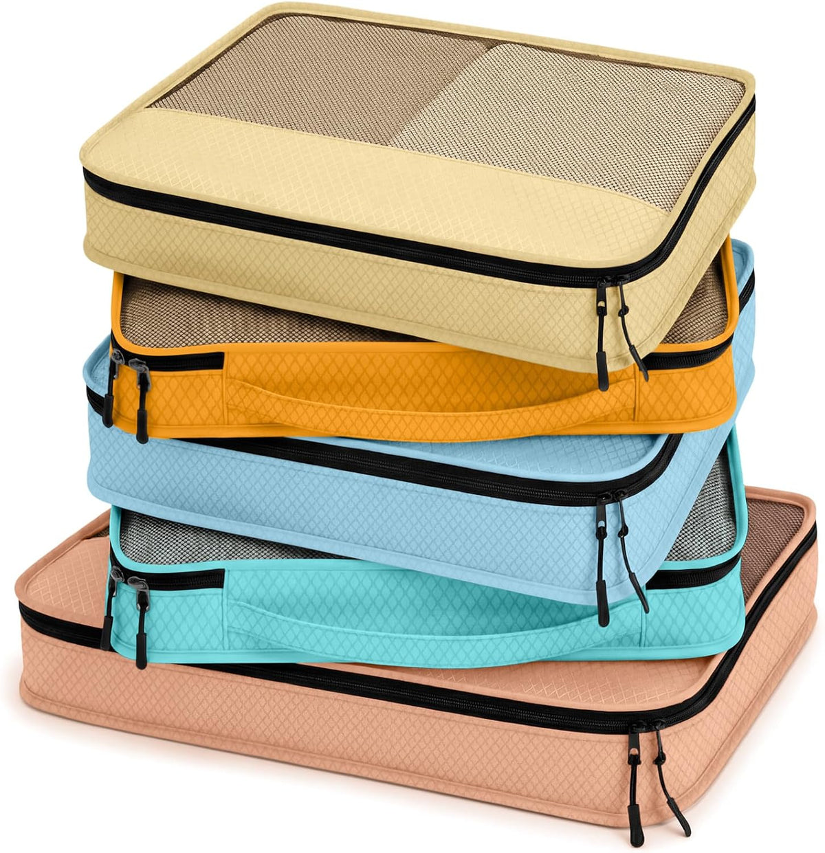 5 Pcs Packing Cubes for Suitcase Large Travel Cubes Carry on Luggage Organizer Bags for Clothes Accessories (L,Pastel)