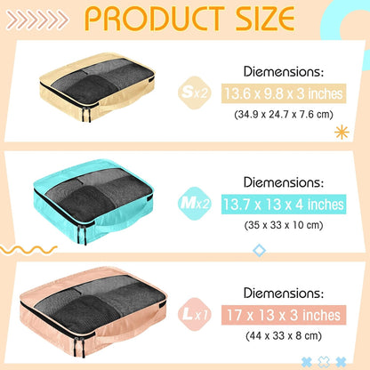 5 Pcs Packing Cubes for Suitcase Large Travel Cubes Carry on Luggage Organizer Bags for Clothes Accessories (L,Pastel)