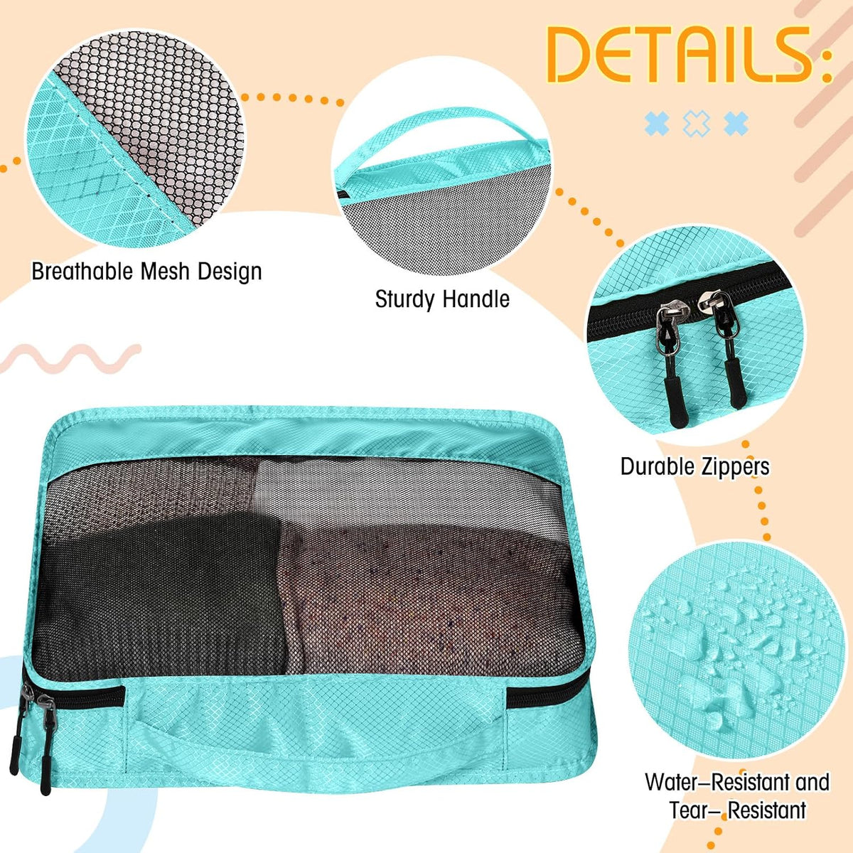 5 Pcs Packing Cubes for Suitcase Large Travel Cubes Carry on Luggage Organizer Bags for Clothes Accessories (L,Pastel)