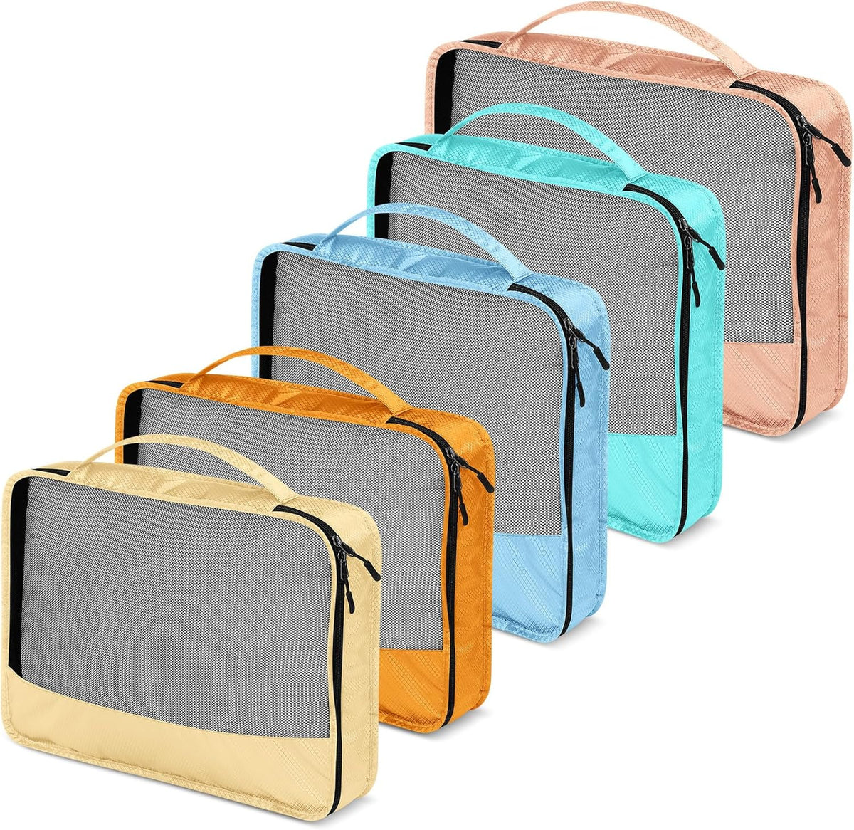 5 Pcs Packing Cubes for Suitcase Large Travel Cubes Carry on Luggage Organizer Bags for Clothes Accessories (L,Pastel)