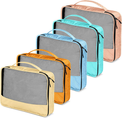 5 Pcs Packing Cubes for Suitcase Large Travel Cubes Carry on Luggage Organizer Bags for Clothes Accessories (L,Pastel)
