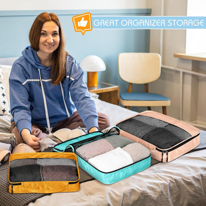 5 Pcs Packing Cubes for Suitcase Large Travel Cubes Carry on Luggage Organizer Bags for Clothes Accessories (L,Pastel)