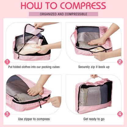 5 Pcs Packing Cubes for Suitcase Large Travel Cubes Carry on Luggage Organizer Bags for Clothes Accessories (L,Pastel)