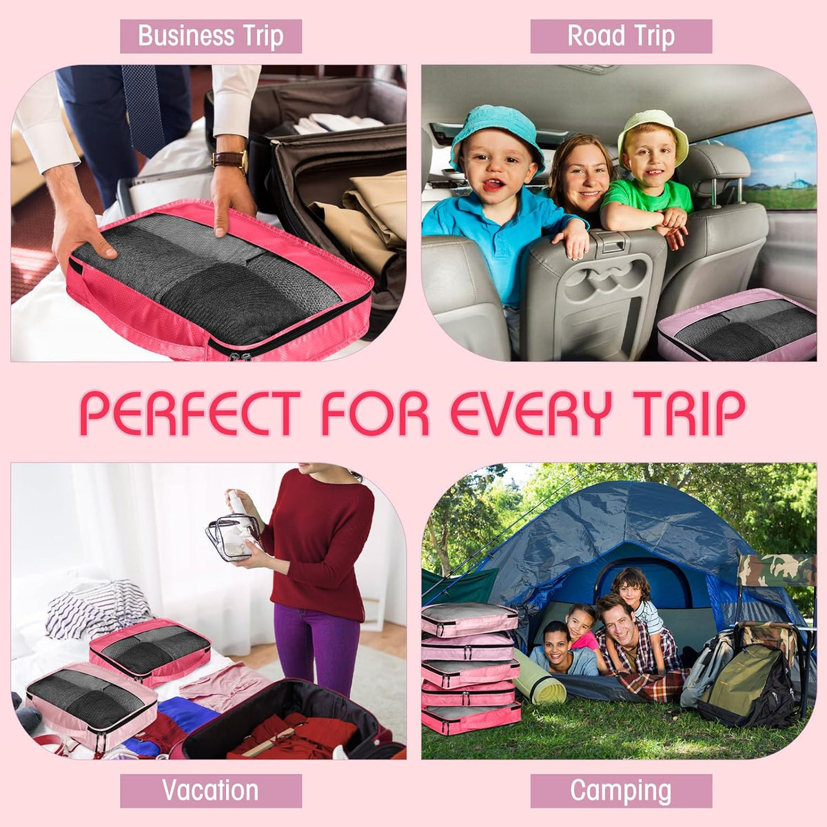 5 Pcs Packing Cubes for Suitcase Large Travel Cubes Carry on Luggage Organizer Bags for Clothes Accessories (L,Pastel)
