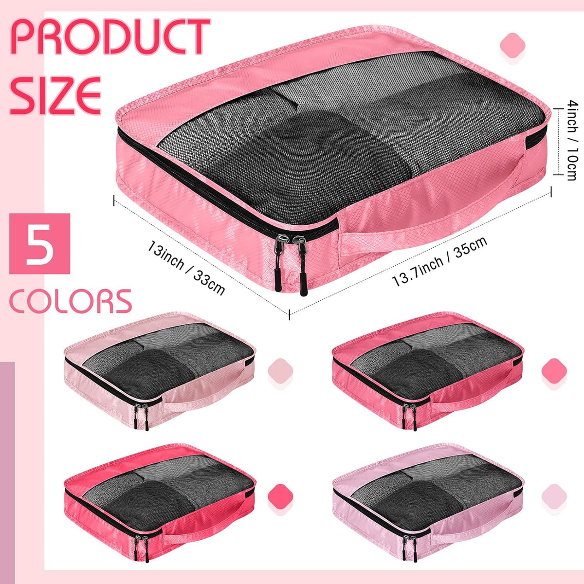 5 Pcs Packing Cubes for Suitcase Large Travel Cubes Carry on Luggage Organizer Bags for Clothes Accessories (L,Pastel)