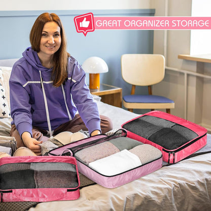 5 Pcs Packing Cubes for Suitcase Large Travel Cubes Carry on Luggage Organizer Bags for Clothes Accessories (L,Pastel)