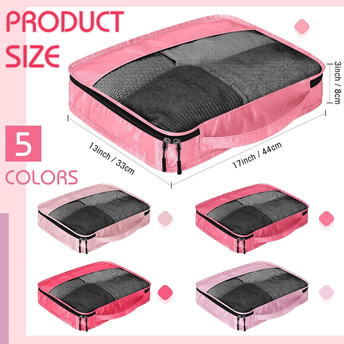 5 Pcs Packing Cubes for Suitcase Large Travel Cubes Carry on Luggage Organizer Bags for Clothes Accessories (L,Pastel)