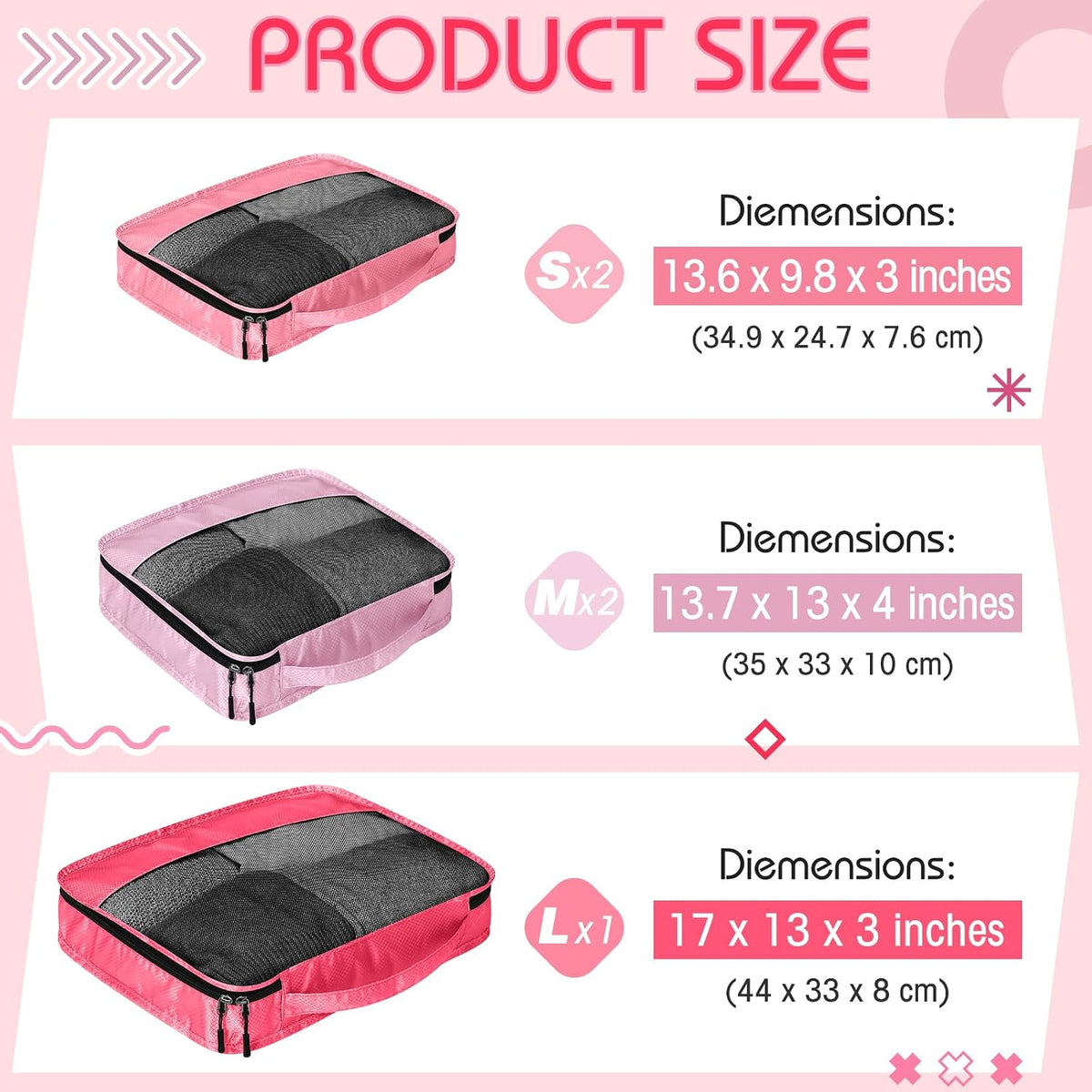 5 Pcs Packing Cubes for Suitcase Large Travel Cubes Carry on Luggage Organizer Bags for Clothes Accessories (L,Pastel)