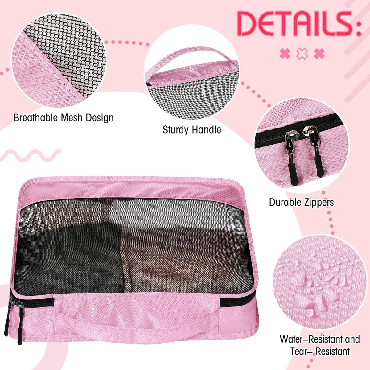 5 Pcs Packing Cubes for Suitcase Large Travel Cubes Carry on Luggage Organizer Bags for Clothes Accessories (L,Pastel)